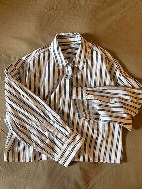 Madewell White Shirt with Navy Stripes